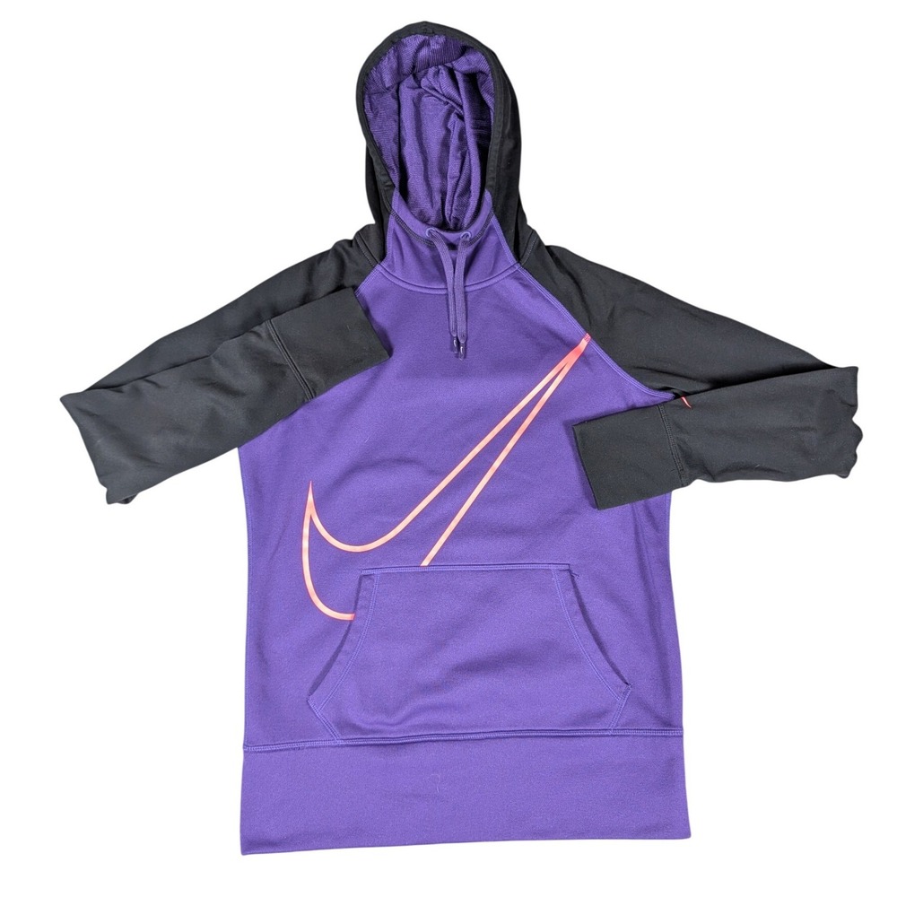 Nike Therma-FIT Pullover Hoodie Purple Black Pink Swoosh Training Sweatshirt